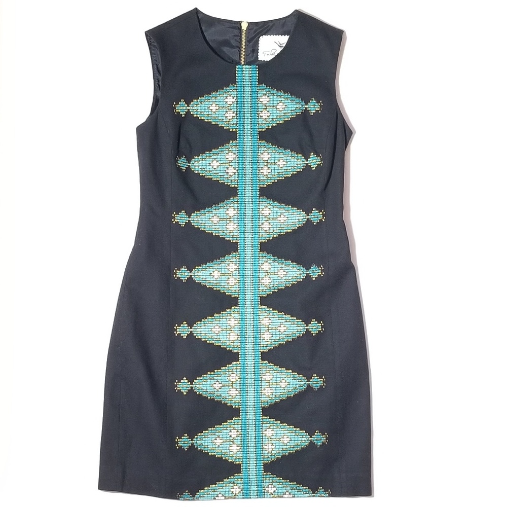 Tabitha Split Diamonds Embroidered Mod Shift Dress - image 2